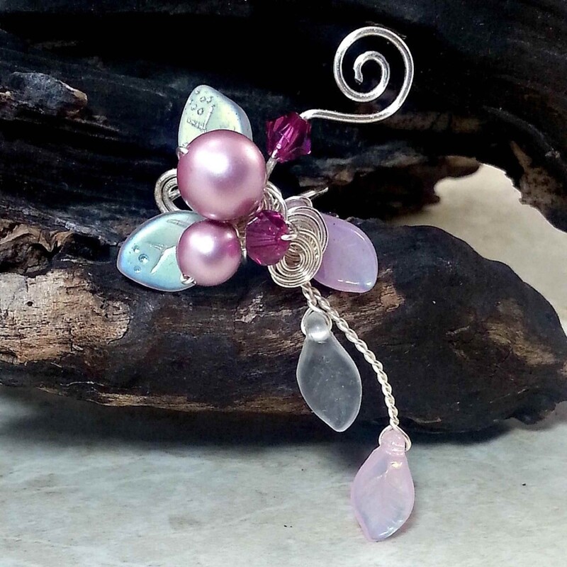 Pink Fairycore Ear Cuff Vine No Piercing
