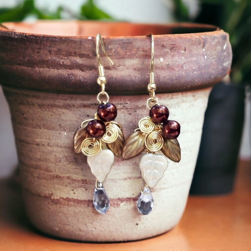 Fields of Gold Crystal Drop Earrings