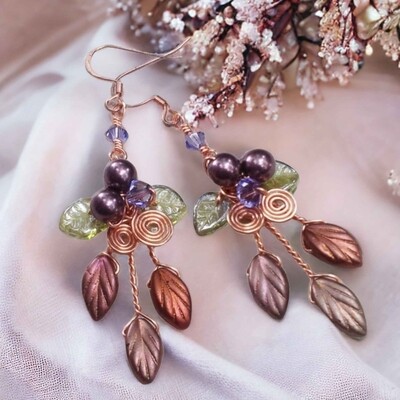 Art Nouveau Dangle Earrings Autumn Cornucopia Collection