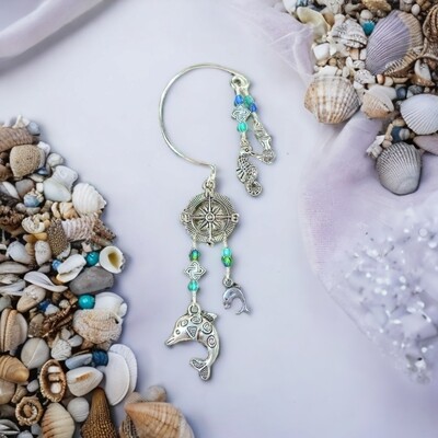 Dolphin Mermaid Dangle Ear Cuff No Piercing