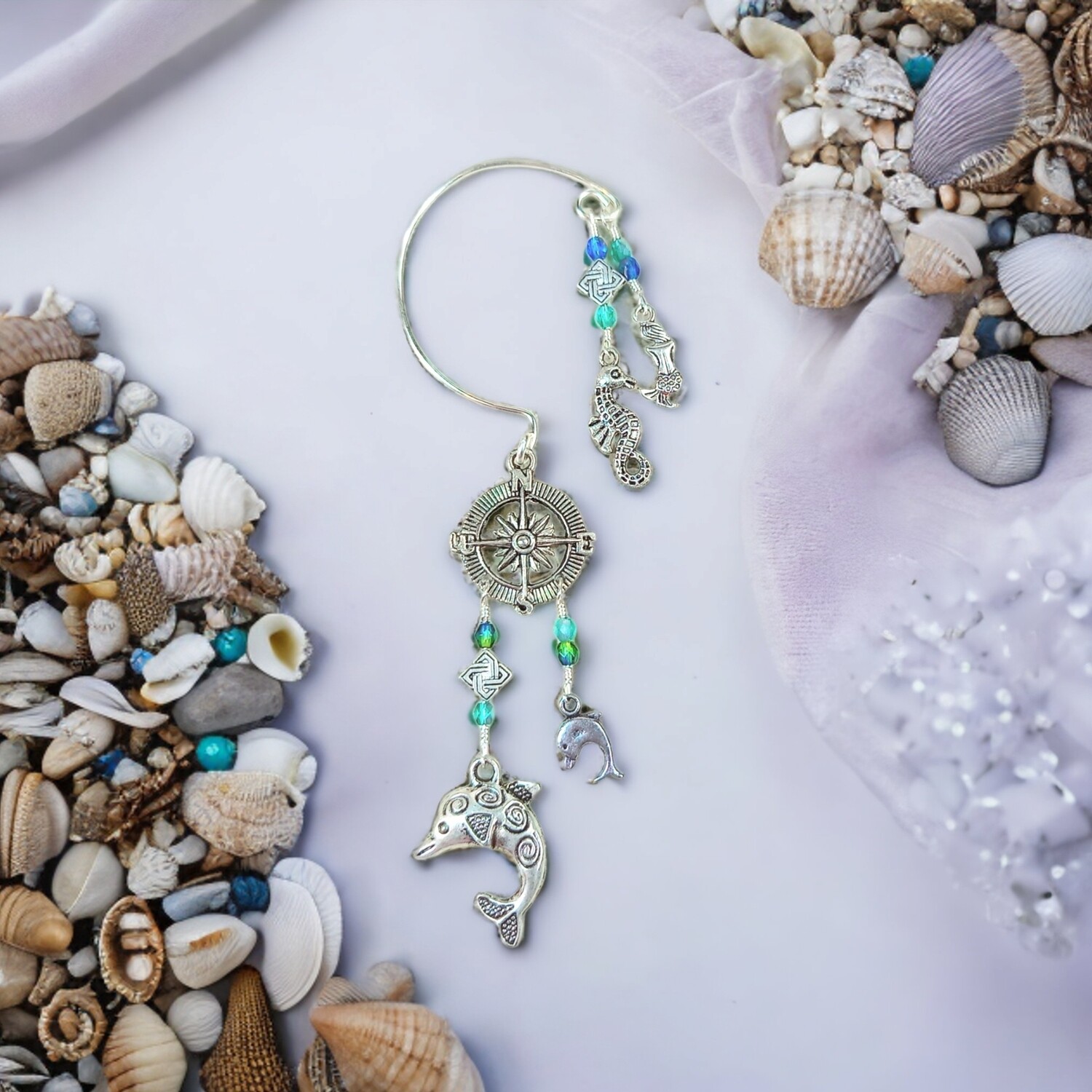 Dolphin Mermaid Dangle Ear Cuff No Piercing