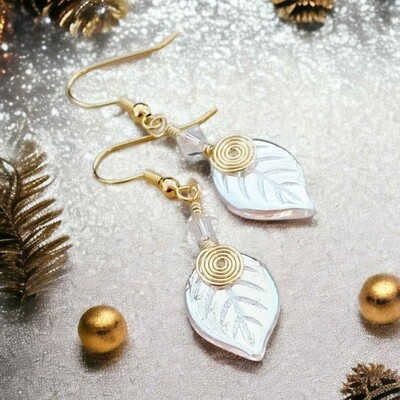 Crystal Leaf Drop Earrings Fairy Lights Holiday Collection