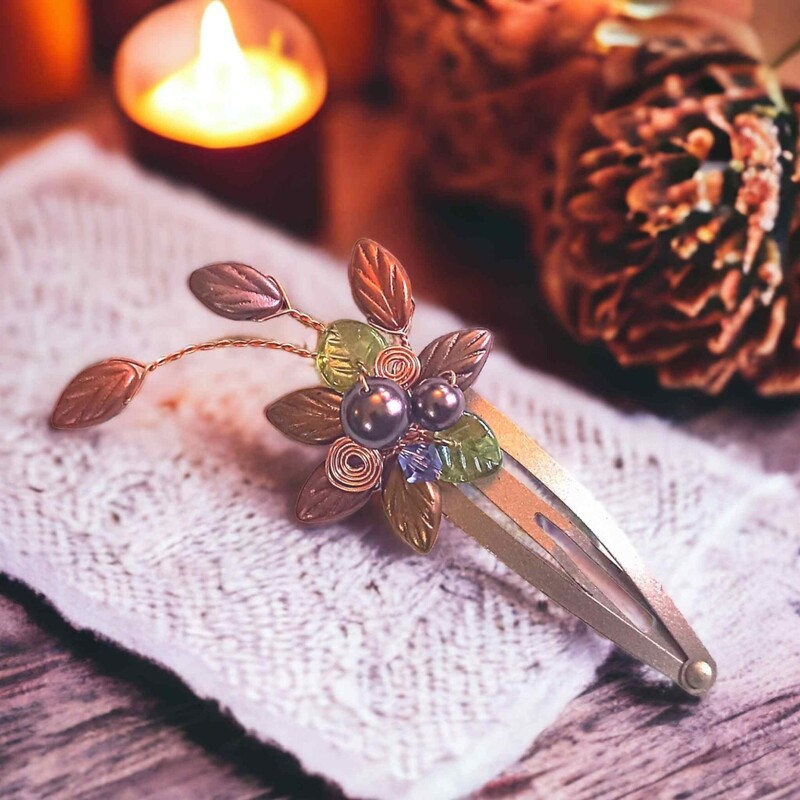 Art Nouveau Hair Clip Barrette Autumn Cornucopia Collection