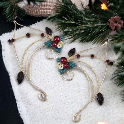 Christmas Elf Ear Cuffs Holly Berry Collection 