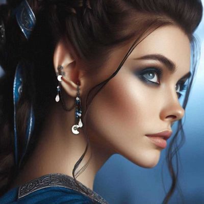 Night Court Chain Ear Cuff - Blue Moon Celestial 