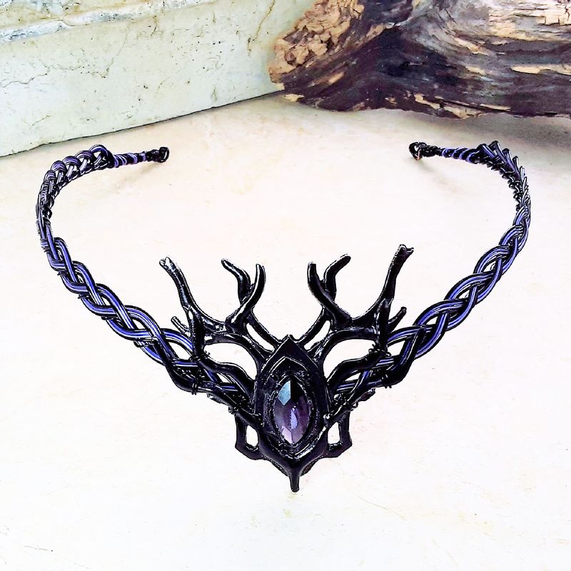 Elven Circlet in Black and Purple Dark Elf Crown Headdress