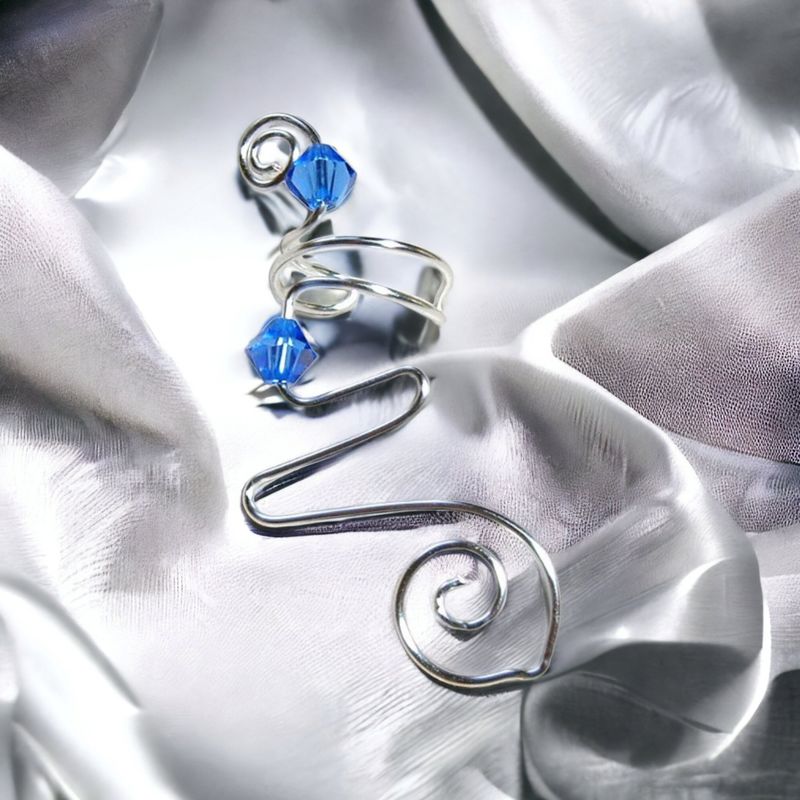 Ear Cuff Climber Blue Crystal No Piercing Sapphire and Ice Collection