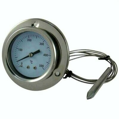 Thermomètre à four inox 500 °C avec sonde flexible et fixation à vis