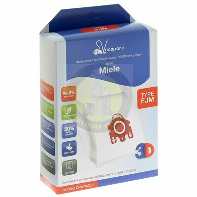 MIELE FJM MICROFIBRE BAGS PACK OF 5 WITH FILTERS (RED BAG HOLDER) (1904.5.0303.4.5) EXSVAC331