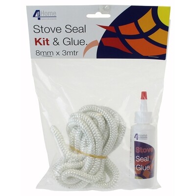 STOVE SEAL KIT AND GLUE 8MM X 3MTR WHITE (2603) WBSF4S40109