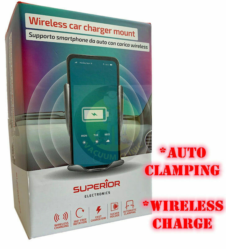 CAR WIRELESS SMARTPHONE CHARGER MOUNT FAST - AUTO CLAMPING (COUNTER) SUPSCA001