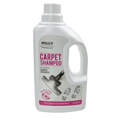 WELLCO BLOSSOM FRESH CARPET + UPHOLSTERY SHAMPOO FOR CARPET CLEANING MACHINES, 1 LITRE (6301) WEL4035