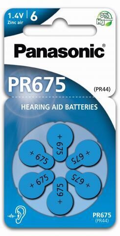 PANASONIC PR675 HEARING AID BATTERY 1,4V, 605MAH PACK OF 6 (COUNTER) PR675446LB