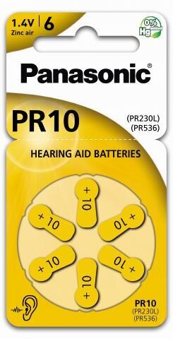 PANASONIC PR10 HEARING AID BATTERY 1,4V, 75MAH PACK OF 6 (COUNTER) PR230106LB