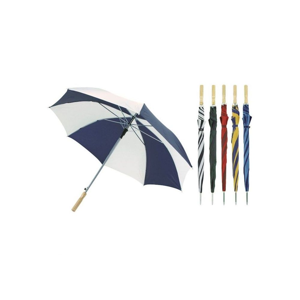 AUTOMATIC GOLF UMBRELLA WITH WOODEN HANDLE 70CM 8 PANELS ASSORTED COLOURS (0805) JEGHW961
