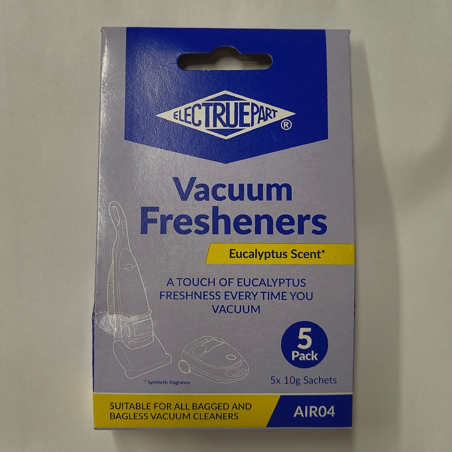 VACUUM AIR FRESHENER FRESH EUCALYPTUS SCENT, BOX OF 5 SACHETS (0804.COUNTER) AIR04
