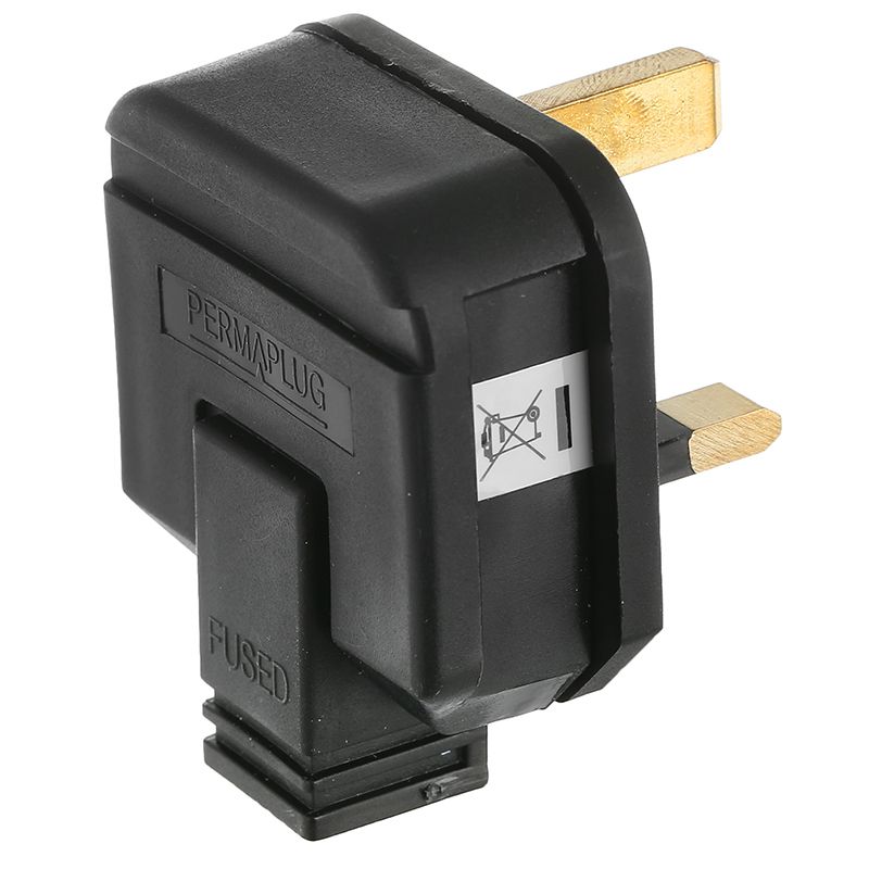 PERMA 13 AMP RUBBER PLUG TOP BLACK MOULDED LOOK (JEGS PRE-PACK) (0801) JEGPPJ010PB