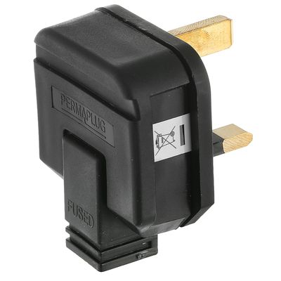 PERMA 13 AMP RUBBER PLUG TOP BLACK MOULDED LOOK (JEGS PRE-PACK) (0801) JEGPPJ010PB