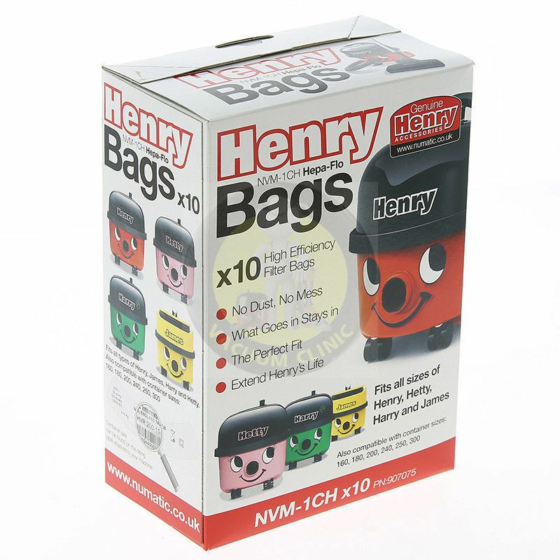GENUINE 10PK HENRY BAGS *MFB373* NUMATIC 1B/1C GENUINE HEPA FLOW BAGS (1801.0501) EXSNUM907075