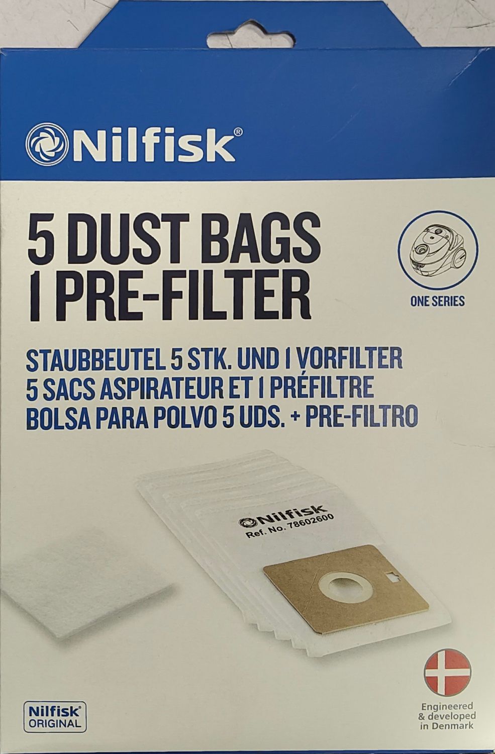 NILFISK GO, ONE *MFB298* GENUINE VACUUM BAG 78602600 (1802.0302) EXSSDBGO