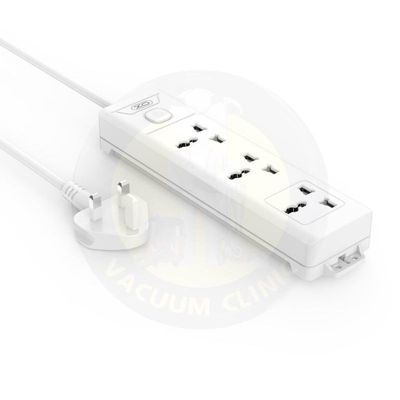 XO WHITE EXTENSION LEAD 3 AC SOCKETS IRL/UK/US/EU MASTER SW 1.8M (6701) EXSXO-WL17IRL-UK