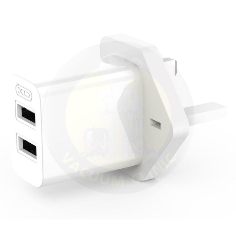 XO WHITE CHARGER PLUG DUAL USB-A 2.4A CHARGER (IRL-UK)(6701) EXSXO-L109IRL-UK