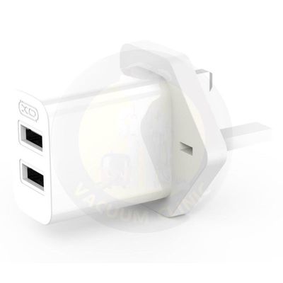 XO WHITE CHARGER PLUG DUAL USB-A 2.4A CHARGER (IRL-UK)(6701) EXSXO-L109IRL-UK