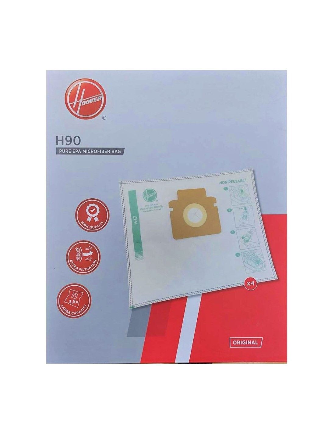 HOOVER H90 EPA BAG H-ENERGY 300 VACUUM BAGS 35602734 (1805) HVR35602734