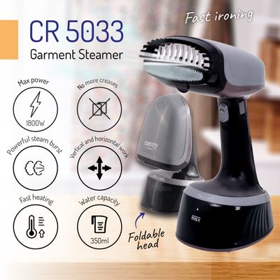 CAMRY PREMIUM GARMENT STEAMER MAX 1800W FOLDING HEAD, FAST HEATING (6101) CAMCR5033