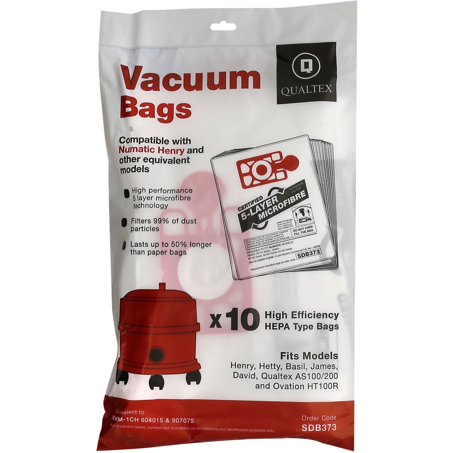 MICROFIBRE BAGS NUMATIC HENRY, INSPIRE BUSINESS &amp; HOME X 10 PACK (0502.3.4.1801) EXSSDB373