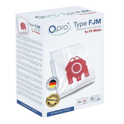 MIELE FJM MICROFIBRE BAGS PACK OF 4 WITH FILTERS (RED BAG HOLDER) EXSQPRO1002 (1904.5.0303.4.5) EXSVAC331