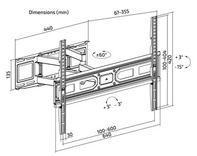 37" TO 80" FULL MOTION TV BRACKET EXTRA SLIM (COUNTER) SUPSTV011