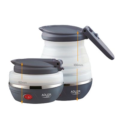 ADLER TRAVEL KETTLE 0.6L PLASTIC,SILICON IRL/UK PLUG (NON STOCK ITEM) ADLAD1370