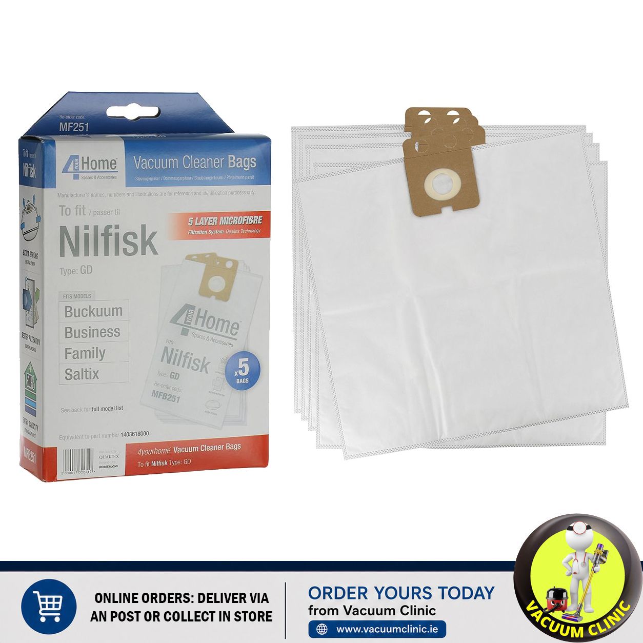 MICROFIBRE BAGS NILFISK FAMILY (0604.0904) EXSMFB251
