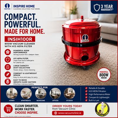 INSPIRE HOME 800W VACUUM CLEANER WITH H13 HEPA FILTER (5401) INSIH100R