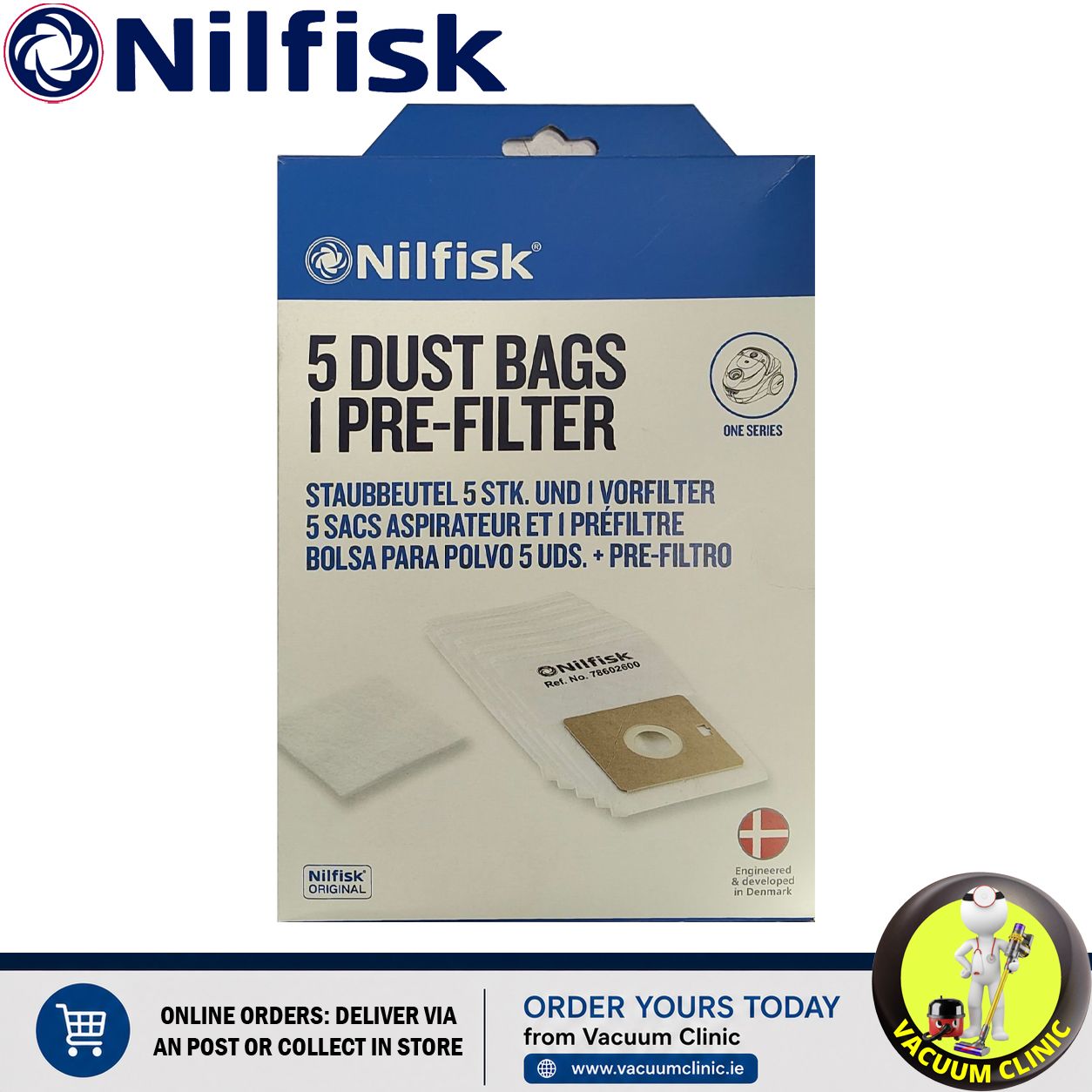 NILFISK GO, ONE *EXSMFB247* GENUINE VACUUM BAG 78602600 (1802.0302) EXSSDBGO