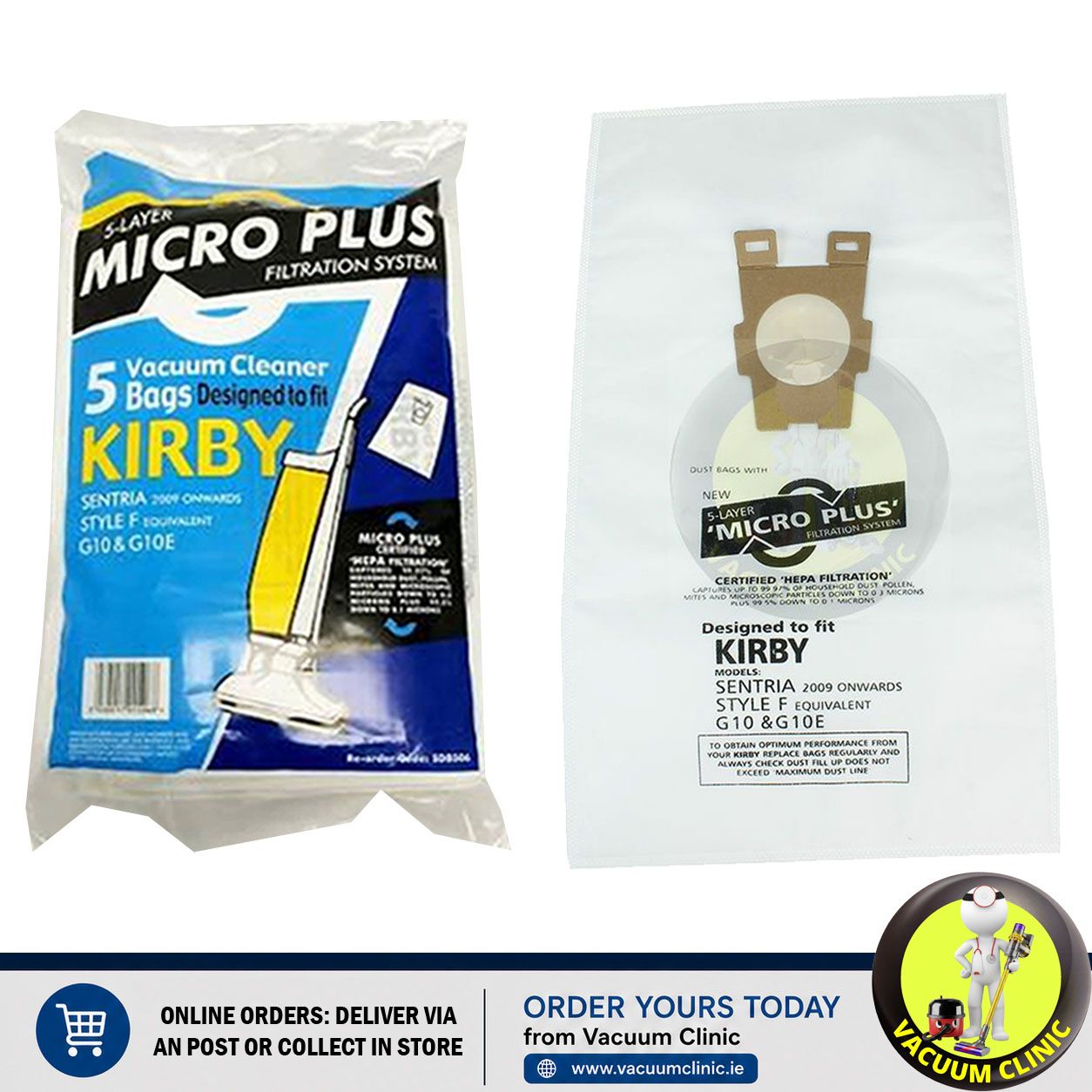 KIRBY MICROFIBRE BAGS SENTRIA MICRO PLUS X 5 (3205) QUASDB506