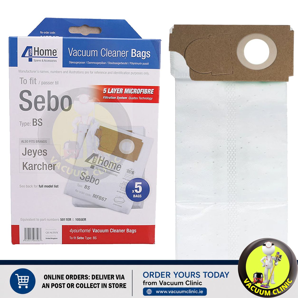 MICROFIBER BAGS SEBO - JE (0601) EXSMFB67