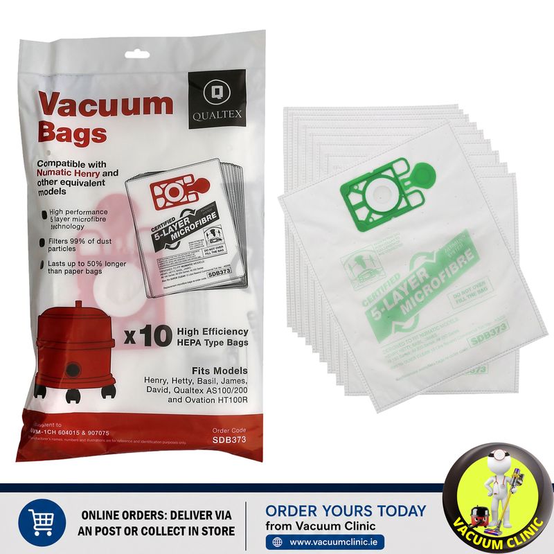 MICROFIBRE BAGS NUMATIC HENRY, INSPIRE BUSINESS &amp; HOME X 10 PACK (0502.3.4.1801) EXSSDB373