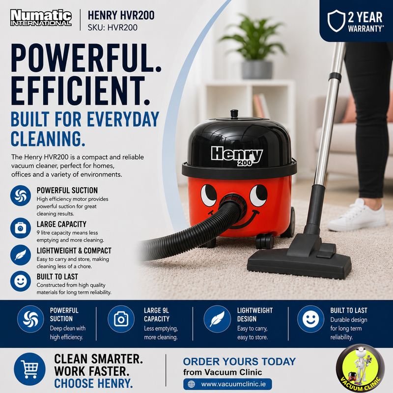HENRY NUMATIC HVR200 VACUUM CLEANER (5401) NUMHVR200
