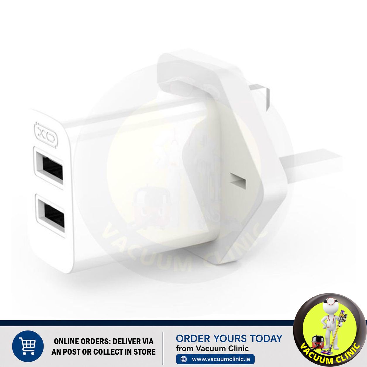 XO WHITE CHARGER PLUG DUAL USB-A 2.4A CHARGER (IRL-UK)(6701) EXSXO-L109IRL-UK