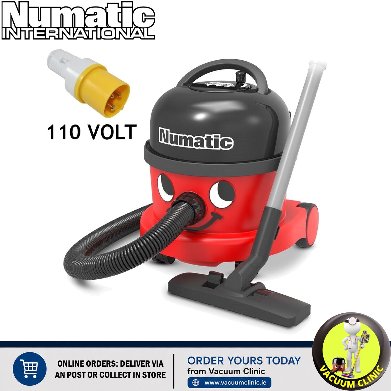 NUMATIC 110 VOLT NRV240 HEAVY DUTY COMMERCIAL VACUUM WITH NA1 KIT (5401) NUMNRV240_110V