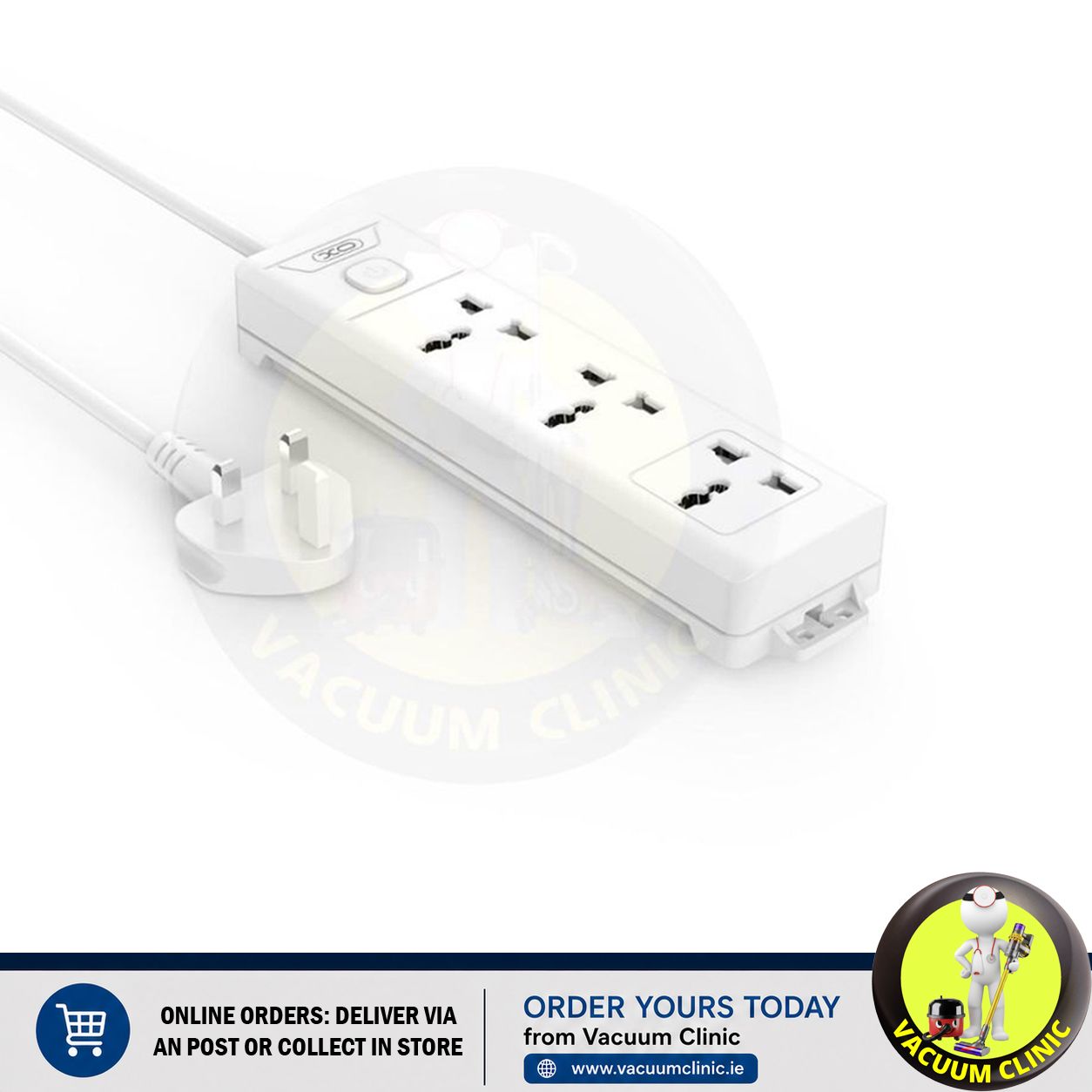 XO WHITE EXTENSION LEAD 3 AC SOCKETS IRL/UK/US/EU MASTER SW 1.8M (6701) EXSXO-WL17IRL-UK