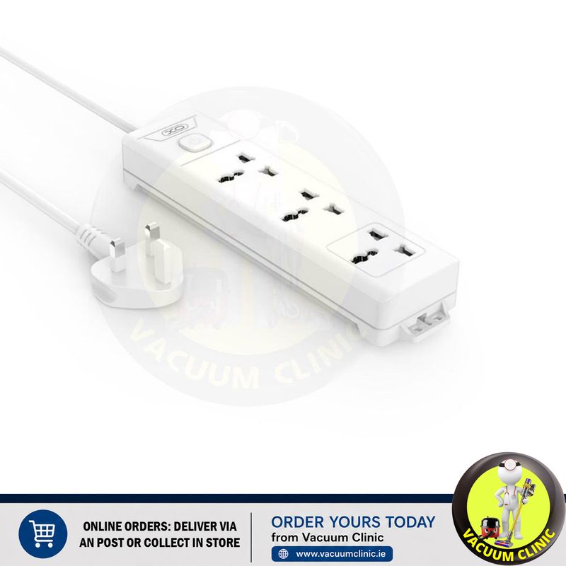 XO WHITE EXTENSION LEAD 3 AC SOCKETS IRL/UK/US/EU MASTER SW 1.8M (6701) EXSXO-WL17IRL-UK