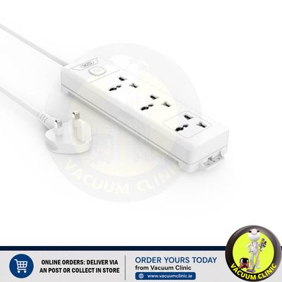 XO WHITE EXTENSION LEAD 3 AC SOCKETS IRL/UK/US/EU MASTER SW 1.8M (6701) EXSXO-WL17IRL-UK