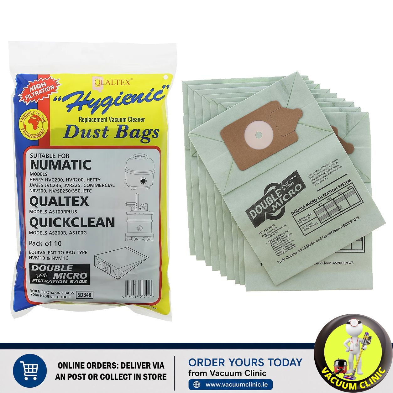 NUMATIC HENRY 250 AS200 ETC BAG 10 PK (3001) EXSSDB48