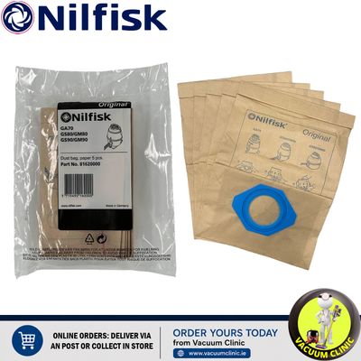 GENUINE NILFISK GS80 90 BAGS *MFB59* 5 PACK 81620000 (1803.0303) EXSSDBGS80