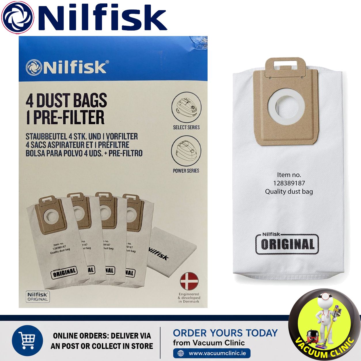 NILFISK POWER GENUINE *MFB526* P10/P20 VACUUM BAGS GEN 128389187 (1803.0302) EXSSDBPOWER
