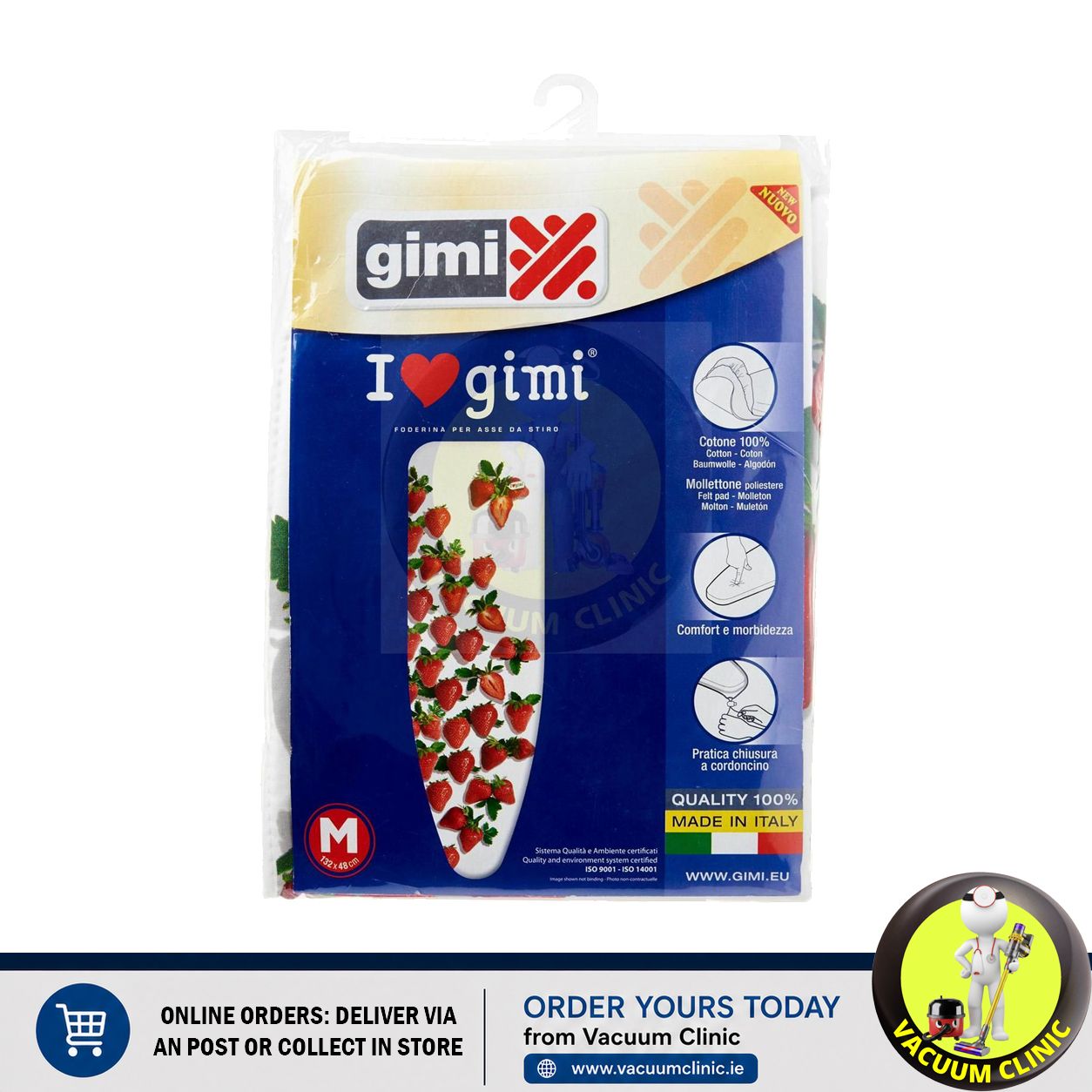 I LOVE GIMI 114-120CM X 34-38CM IRONING BOARD COVER SMALL-MEDIUM SIZE (2401) EXSIRNCOVERSM
