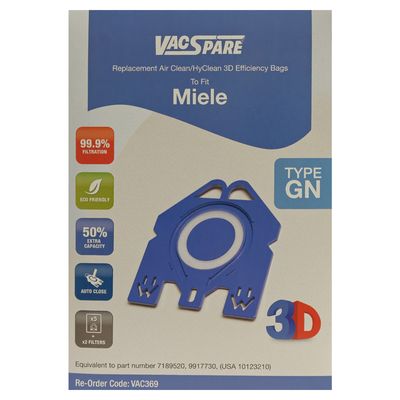 MIELE GN MICROFIBRE BAGS PACK OF 5 WITH FILTERS (BLUE BAG HOLDER) (1904.5.0503.4.5) EXSVAC369